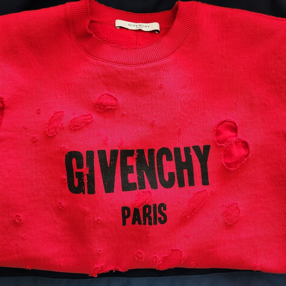 Givenchy distressed sweatshirt, Large, Red